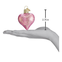 Pink Glittered Heart Ornament