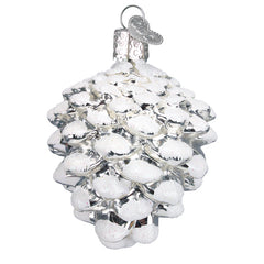Snow-capped Silver Snowy Cone Ornament